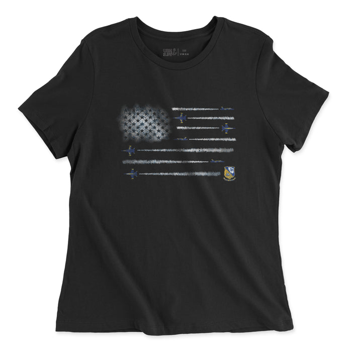 Ladies Blue Angels Smoke Flag T-Shirt