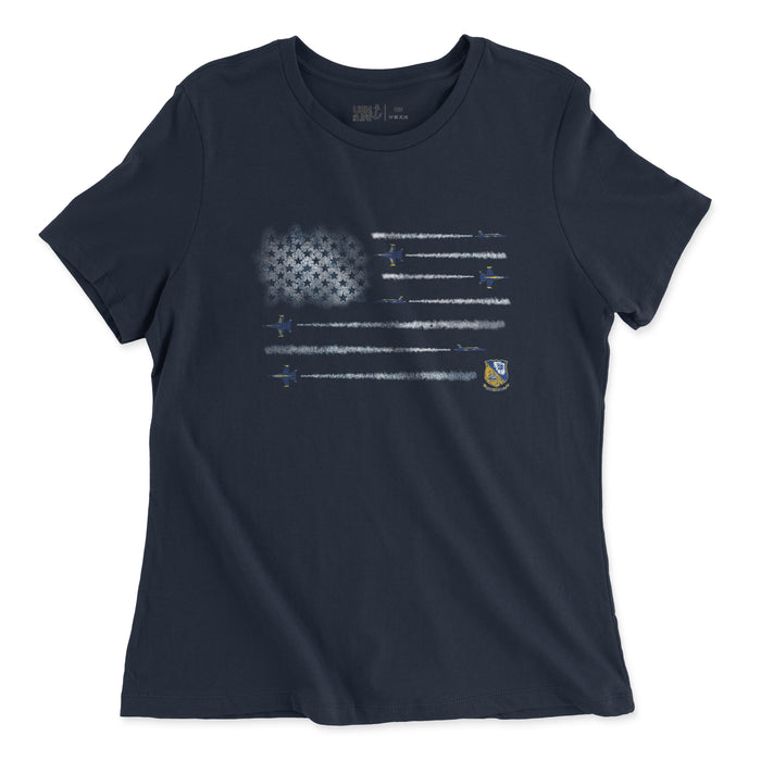 Ladies Blue Angels Smoke Flag T-Shirt