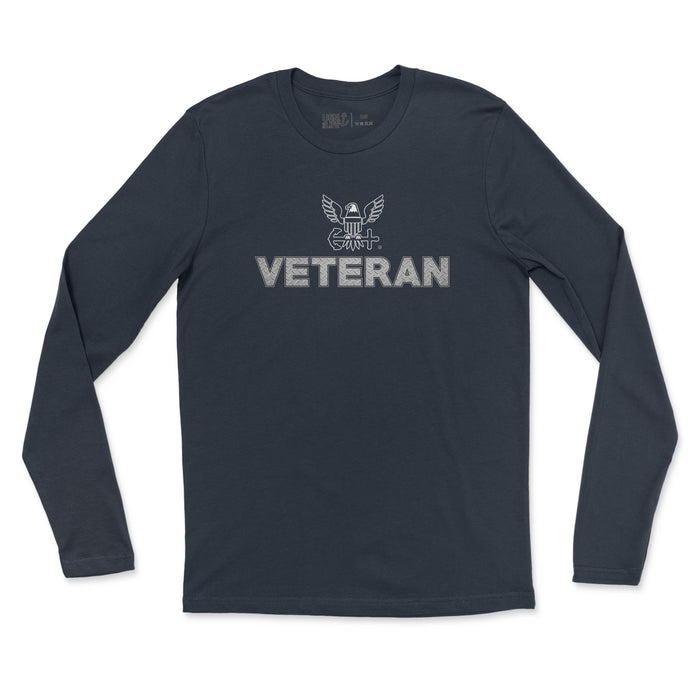 Navy Veteran Diamondplate Men's - Fine Jersey Long Sleeve Tee