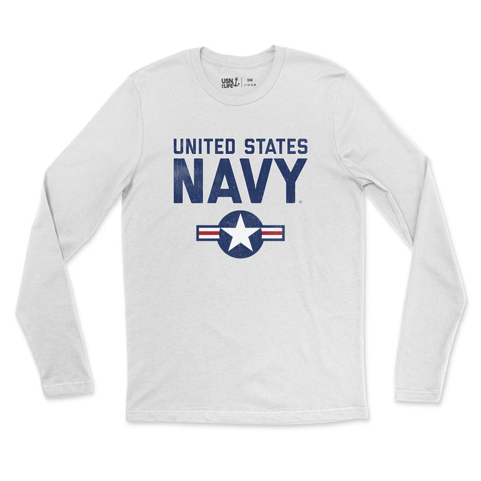 United States Navy Roundel Vintage Men's Fine Jersey Long Sleeve Tee