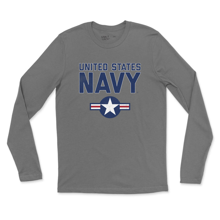 United States Navy Roundel Vintage Men's Fine Jersey Long Sleeve Tee