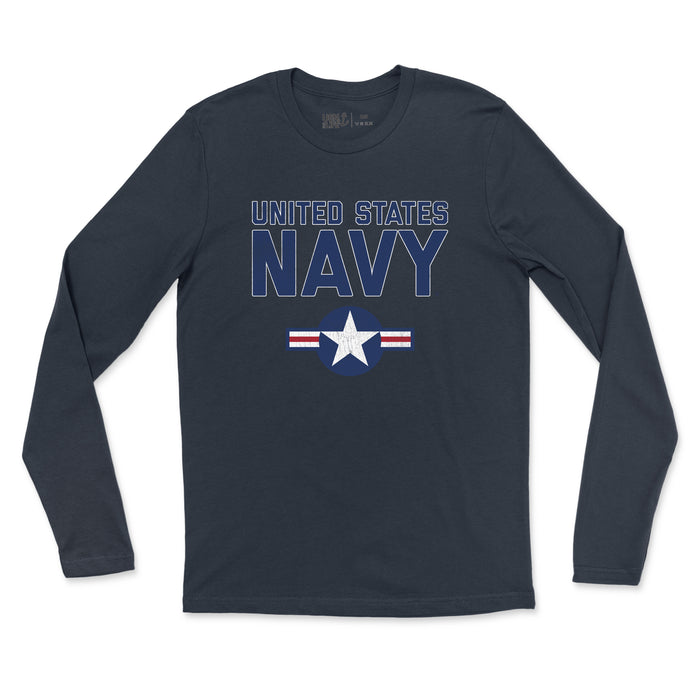 United States Navy Roundel Vintage Men's Fine Jersey Long Sleeve Tee