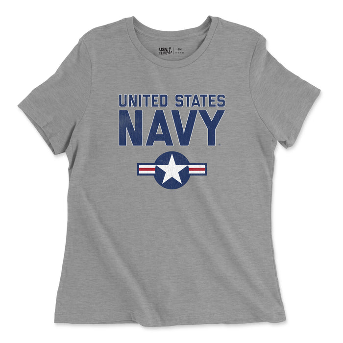 Ladies United States Navy Roundel Vintage T-Shirt