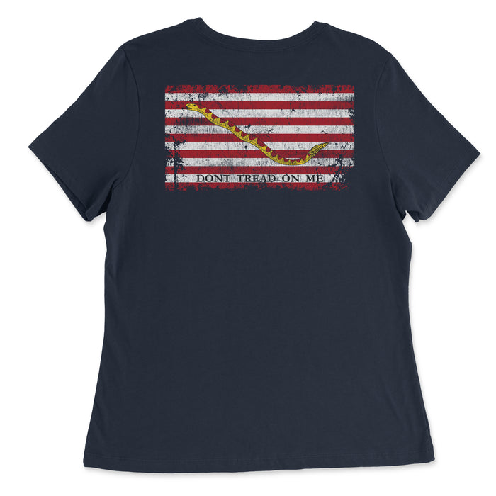 Vintage First Navy Jack Flag Women's Relaxed Jersey T-Shirt