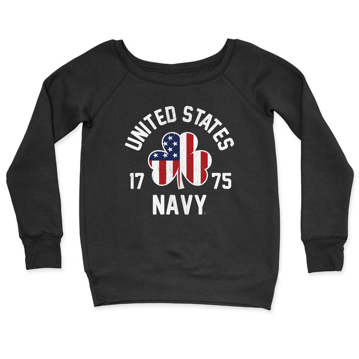 Navy Shamrock Flag Women's Limited Emerald Edition CrewNeck