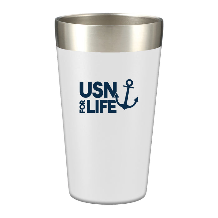 USN for Life 16oz Vacuum Insulated Pint Glass