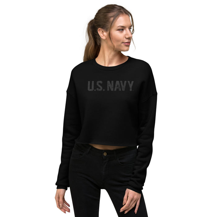 Ladies U.S Navy Blackout Crop Sweatshirt