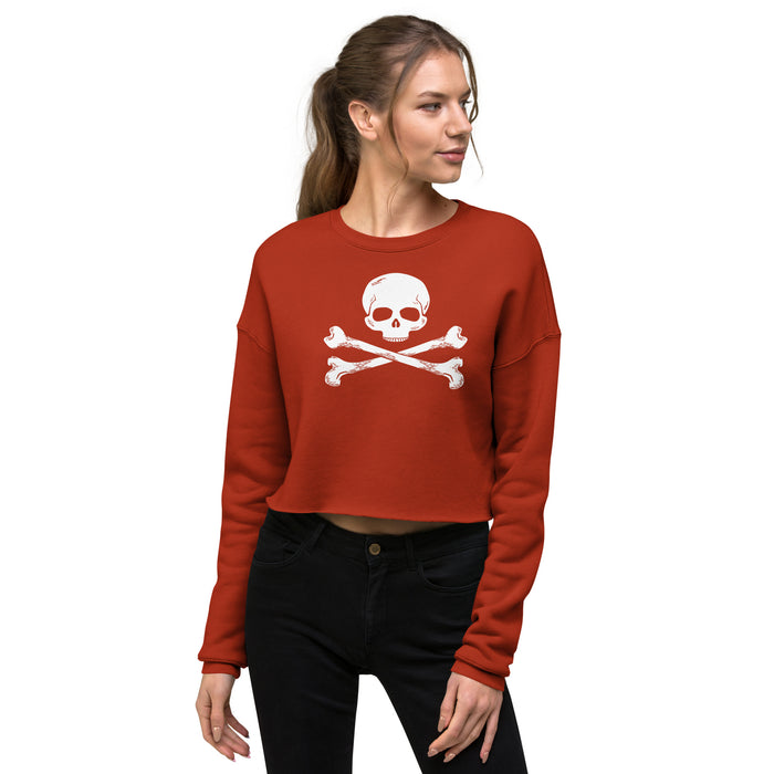 Ladies Jolly Roger Flag Crop Sweatshirt