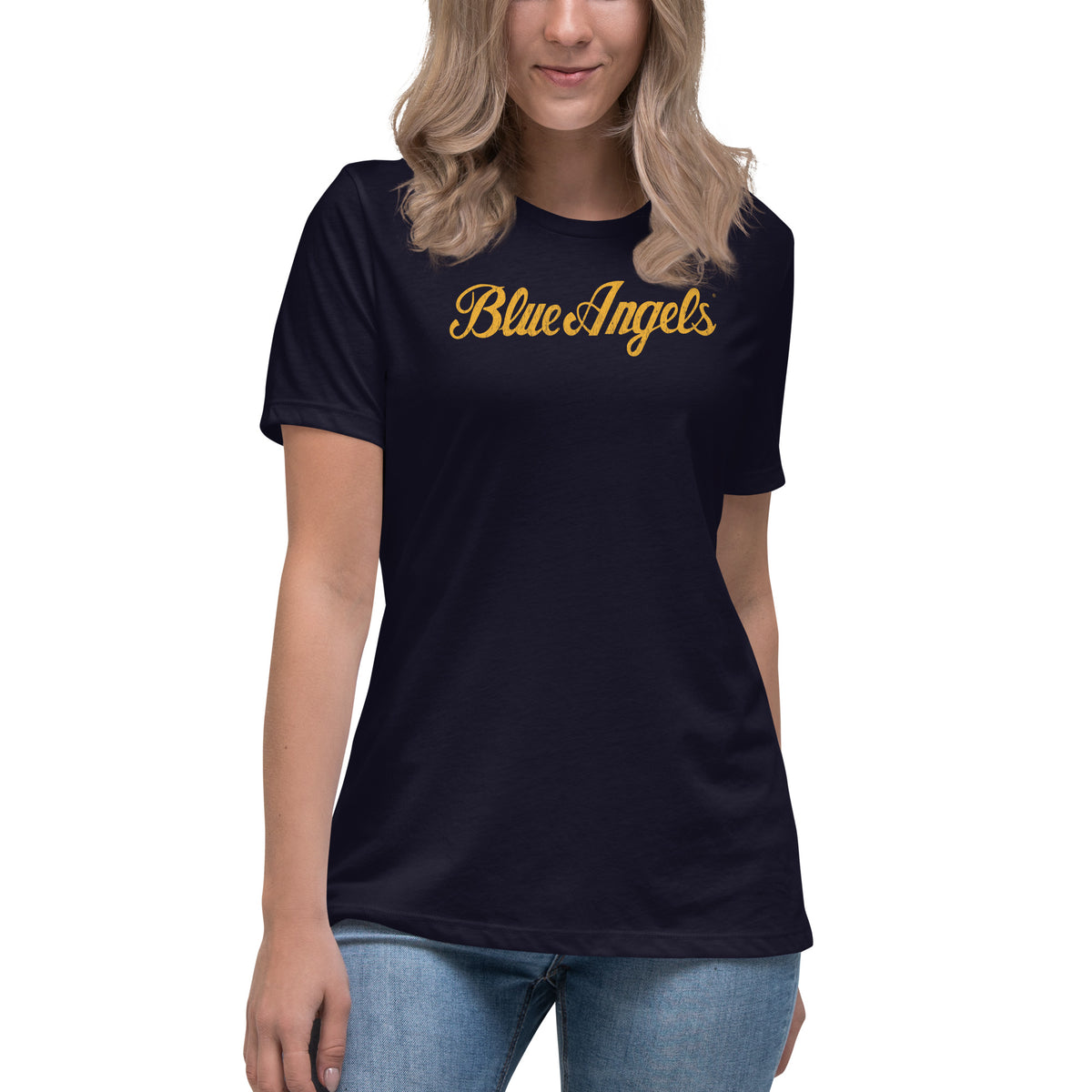 Ladies Blue Angels Script T-Shirt — USN for Life